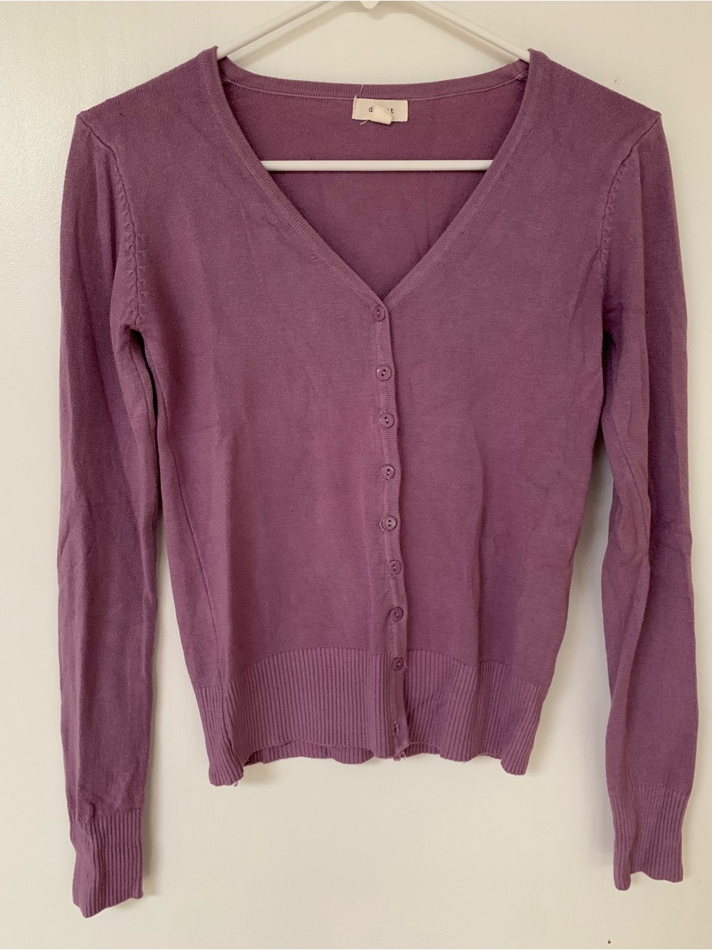 debut Purple V-Neck Button Cardigan Sweater